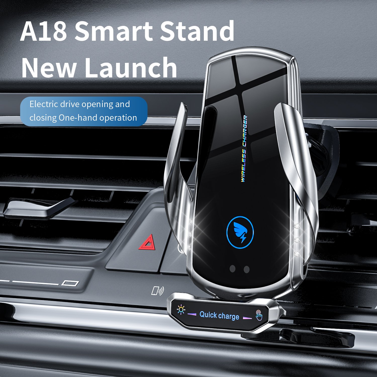Car Phone Holder Air Vent Car Mobile Phone Mount Smart Induction Black Customized Box Universal Logo Cellphone Car Holder