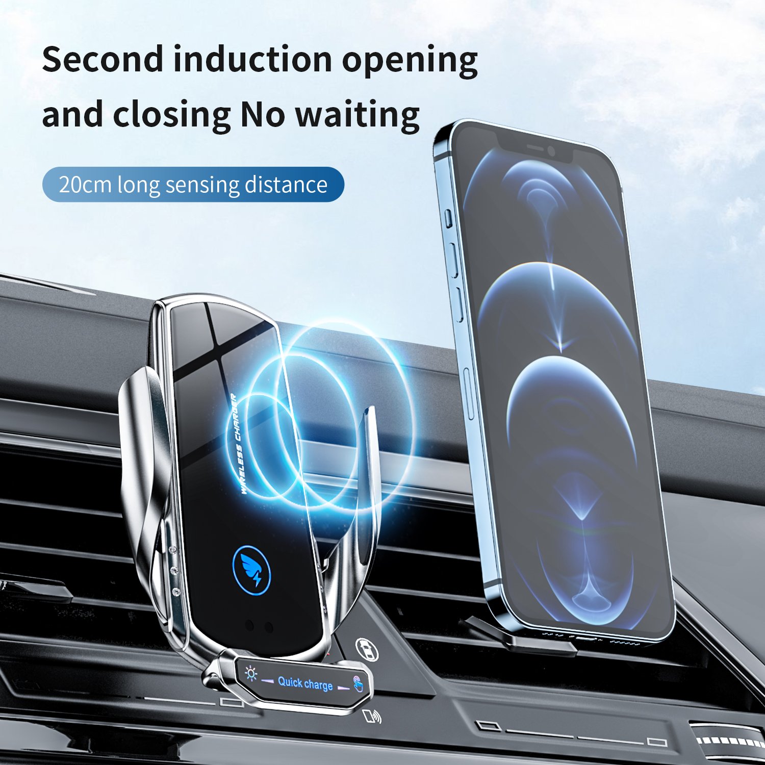 Car Phone Holder Air Vent Car Mobile Phone Mount Smart Induction Black Customized Box Universal Logo Cellphone Car Holder