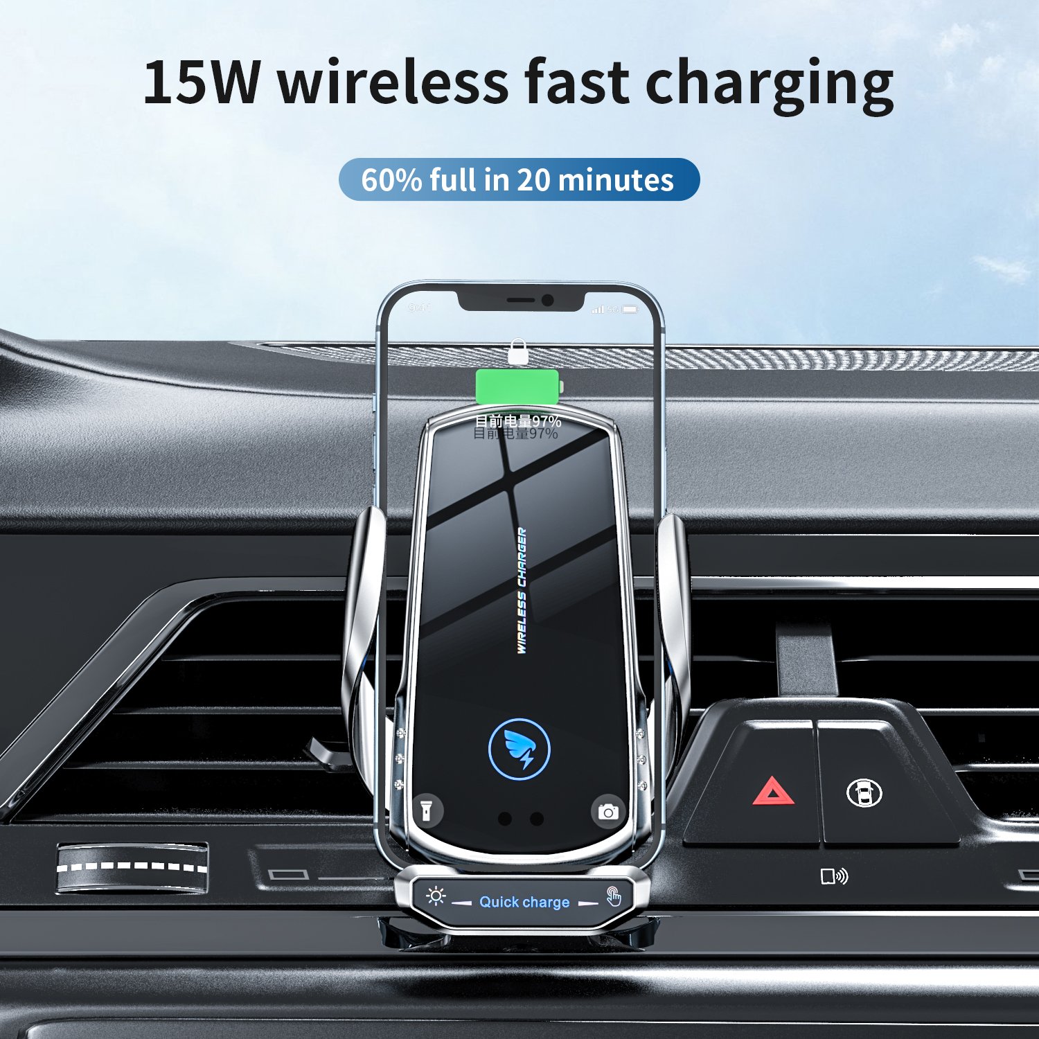 Car Phone Holder Air Vent Car Mobile Phone Mount Smart Induction Black Customized Box Universal Logo Cellphone Car Holder