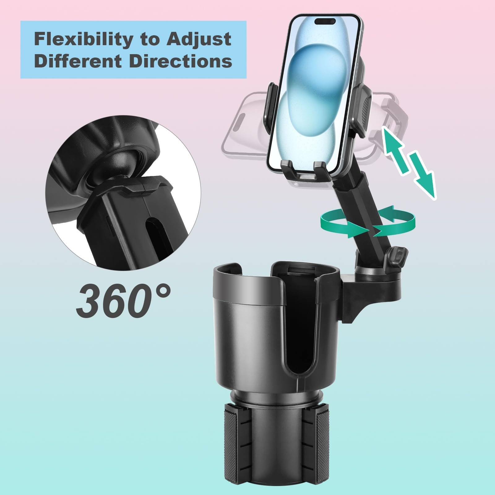 Car Water Cup Holder Cup Holder Mobile Phone Holder Central Control Two-In-One Multi-Function 360 Car Navigation
