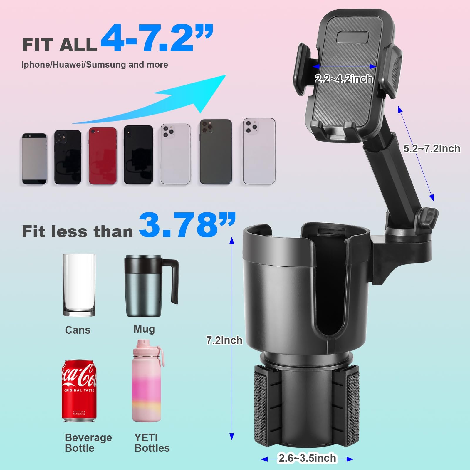 Car Water Cup Holder Cup Holder Mobile Phone Holder Central Control Two-In-One Multi-Function 360 Car Navigation