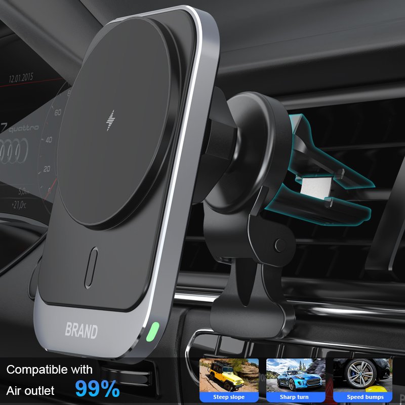 Custom Logo MG1pro Plastic Fast 15w Magnetic Wireless Car Charger for iPhone 12 13 14 15 Series