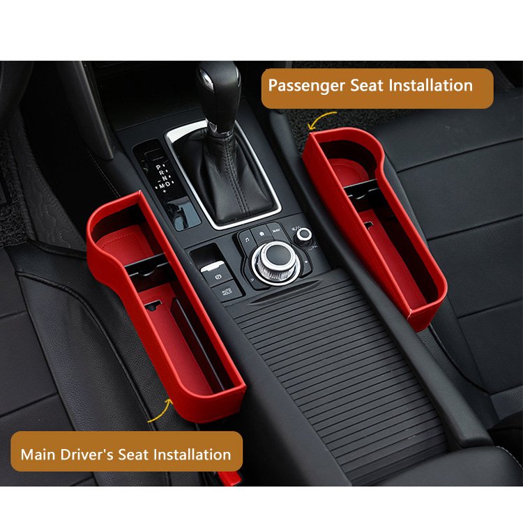 Multi-Function Cup Holder Car Seat Organizer Automotive Car Seat Gap Filler Leather Storage Box With Cup Holder