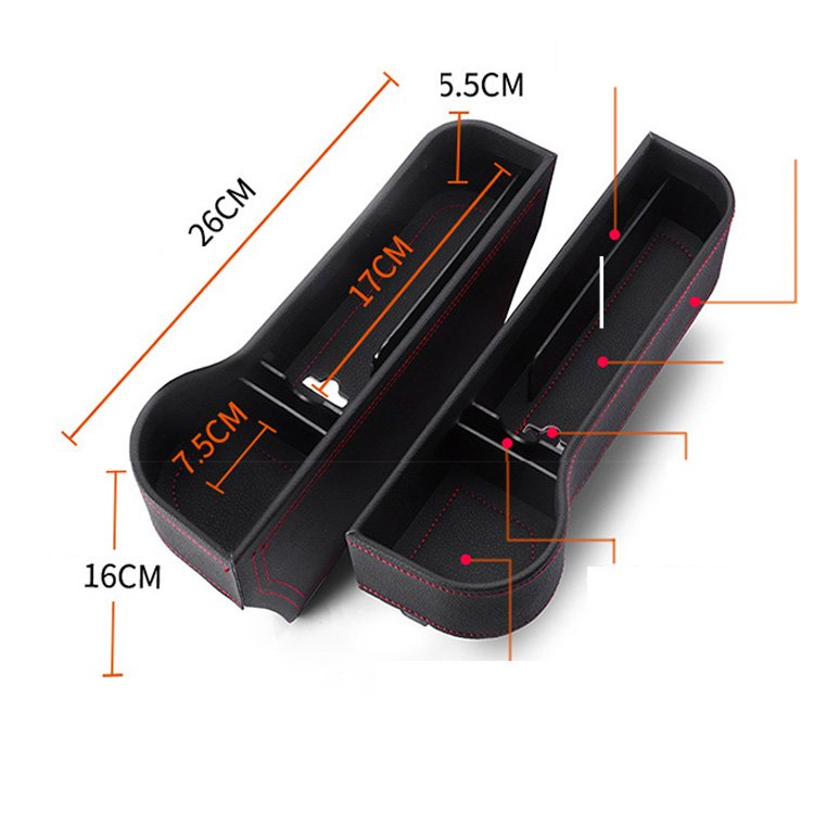 Multi-Function Cup Holder Car Seat Organizer Automotive Car Seat Gap Filler Leather Storage Box With Cup Holder