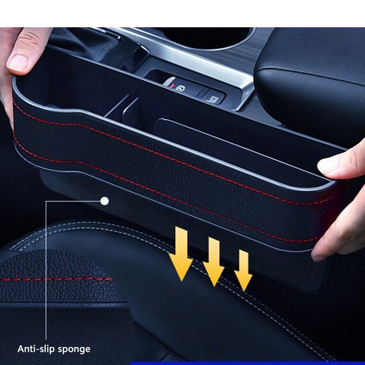 Multi-Function Cup Holder Car Seat Organizer Automotive Car Seat Gap Filler Leather Storage Box With Cup Holder