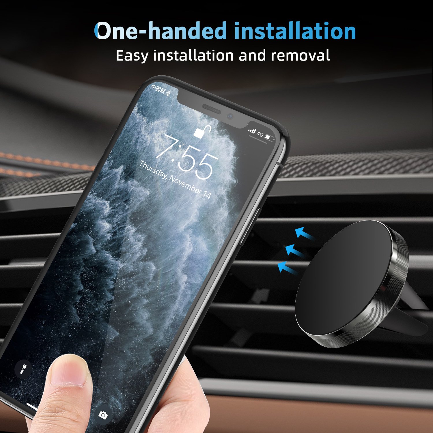 USLION Universal Magnetic Car Phone Holder 360 Rotation Air Vent Mount Aluminum Alloy Smartphone Stand Cell Phone Accessories