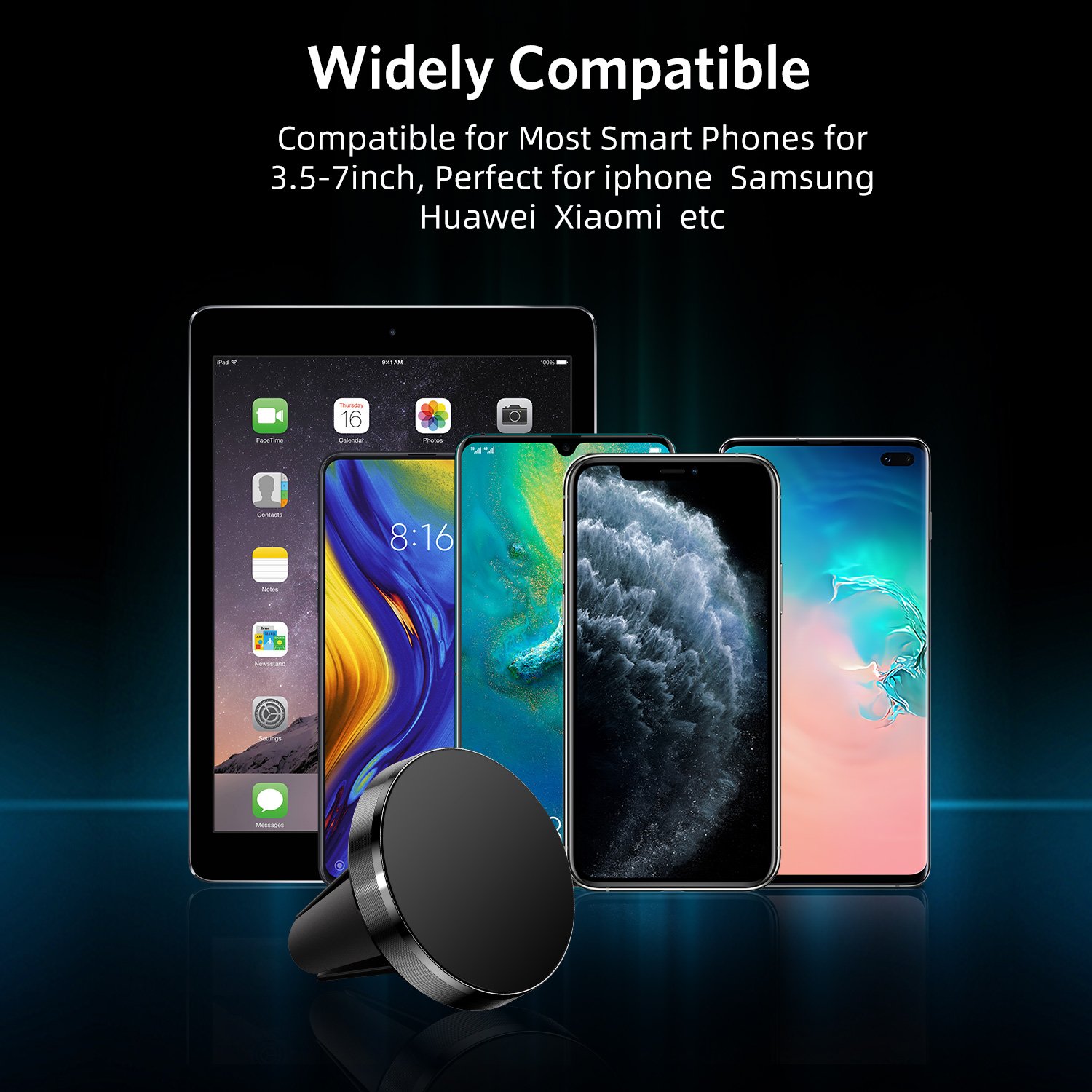 USLION Universal Magnetic Car Phone Holder 360 Rotation Air Vent Mount Aluminum Alloy Smartphone Stand Cell Phone Accessories