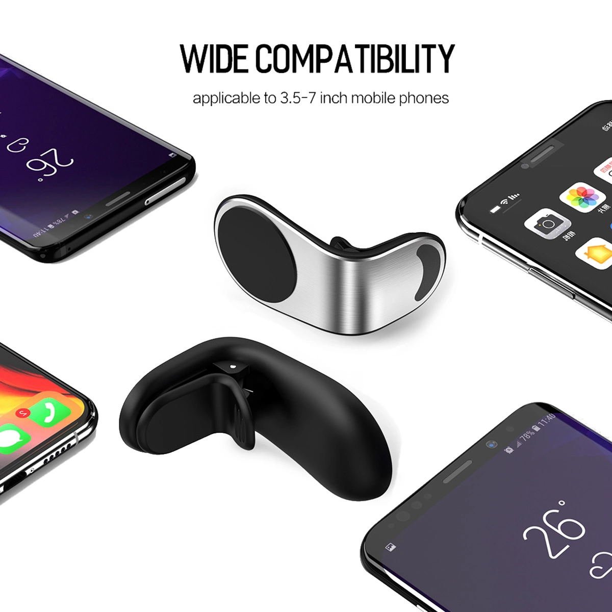 2024 Hot Selling Universal Mobile phone Accessories L Shape Magnetic Car Phone Holder