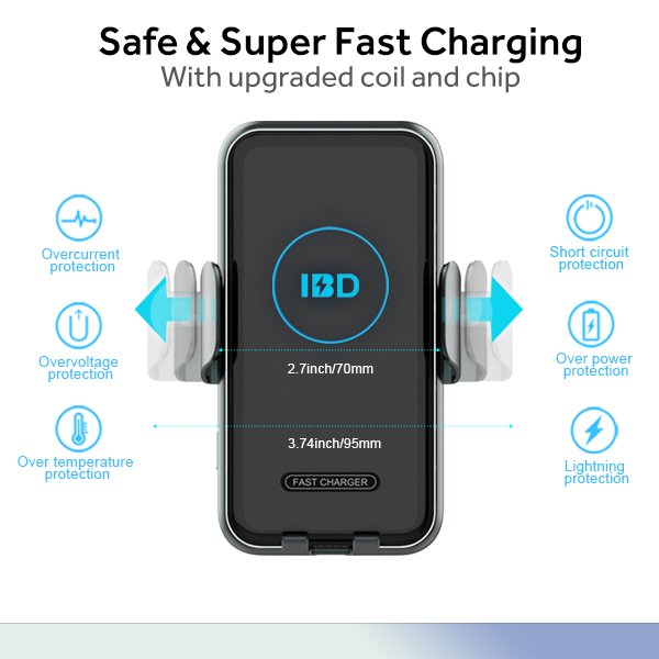 15W Fast Charging Wireless Car Charger Phone Holder Charger Mobile Phone Smart Sensor Automatic Clamp V8 Wireless Car Charger