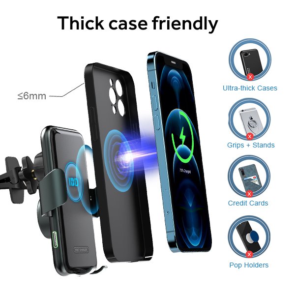 15W Fast Charging Wireless Car Charger Phone Holder Charger Mobile Phone Smart Sensor Automatic Clamp V8 Wireless Car Charger