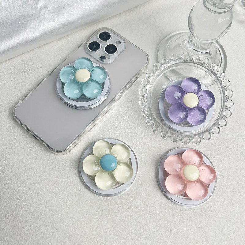 Clear candy-colored flower magnetic phone holder Foldable desktop holder Small Fresh Flower magnetic phone holder