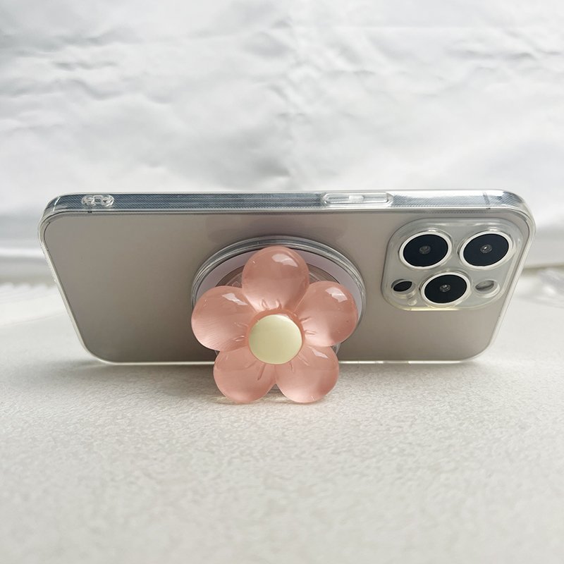 Clear candy-colored flower magnetic phone holder Foldable desktop holder Small Fresh Flower magnetic phone holder