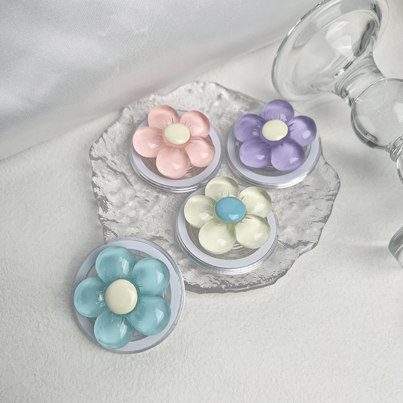 Clear candy-colored flower magnetic phone holder Foldable desktop holder Small Fresh Flower magnetic phone holder