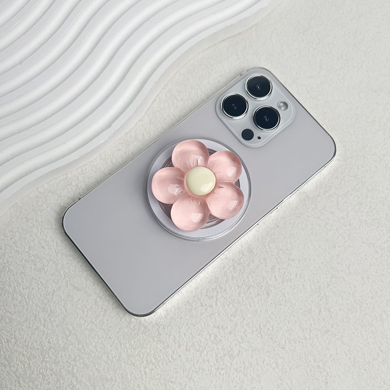 Clear candy-colored flower magnetic phone holder Foldable desktop holder Small Fresh Flower magnetic phone holder