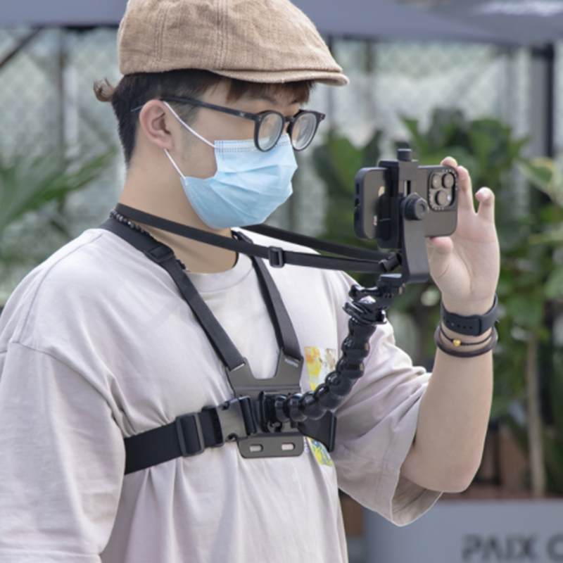 Hot Sale Adjustable Live Stream Vest Belt Breast Chest Phone Mount Wearable Gooseneck Mobile Holder