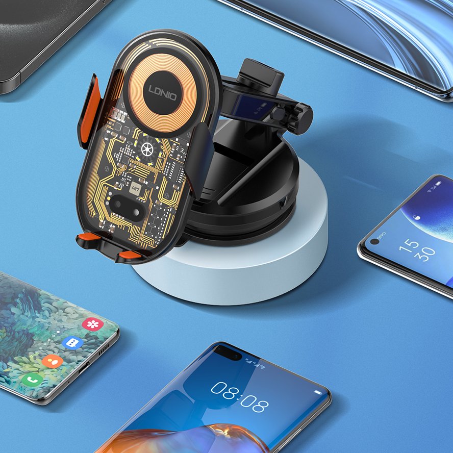 LDNIO MA30 OEM Type C Magnetic Car Phone Holder Infrared Sensor 15W Wireless Charging Car Mount Mobile Phone Car Holder