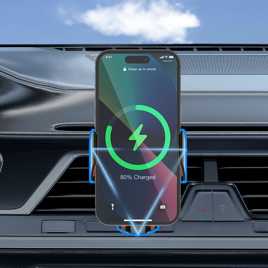 LDNIO MA30 OEM Type C Magnetic Car Phone Holder Infrared Sensor 15W Wireless Charging Car Mount Mobile Phone Car Holder