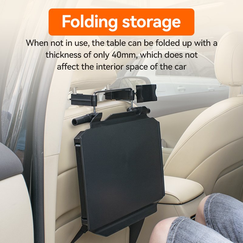 Creative Design Two-Sided Drawer ABS Car Organizer Steering Wheel Back Seat Laptop Folding Tray with Phone Holder for Travel