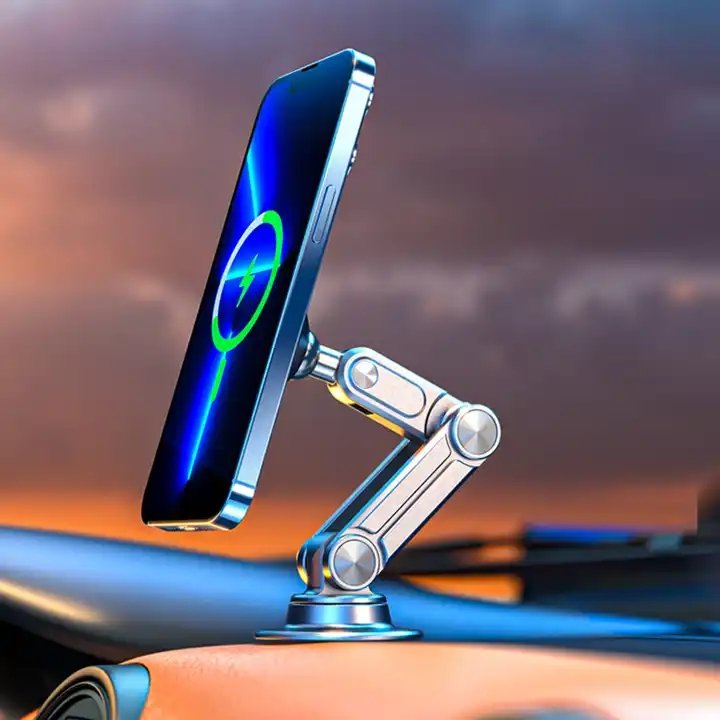 Dashboard High Grade Metal Mobile Phone Car Holder Magnetic Alloy Folding Durable Rotating Car Phone Holder Wholesale Stand