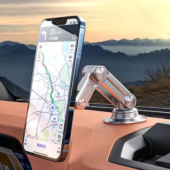 Dashboard High Grade Metal Mobile Phone Car Holder Magnetic Alloy Folding Durable Rotating Car Phone Holder Wholesale Stand