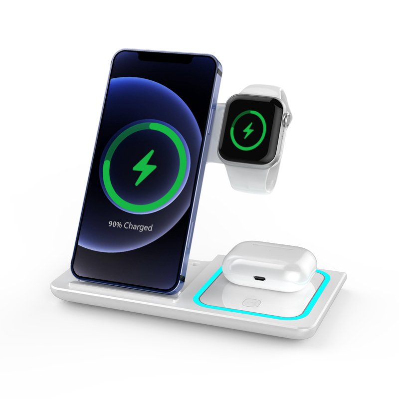 3 in 1 Caricatore senza fili 15W Fast Charging Stand Portable Customizable Logo wireless patina For IPhone watch