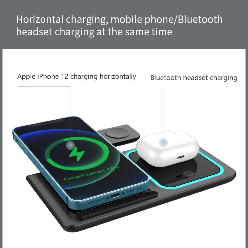 3 in 1 Caricatore senza fili 15W Fast Charging Stand Portable Customizable Logo wireless patina For IPhone watch