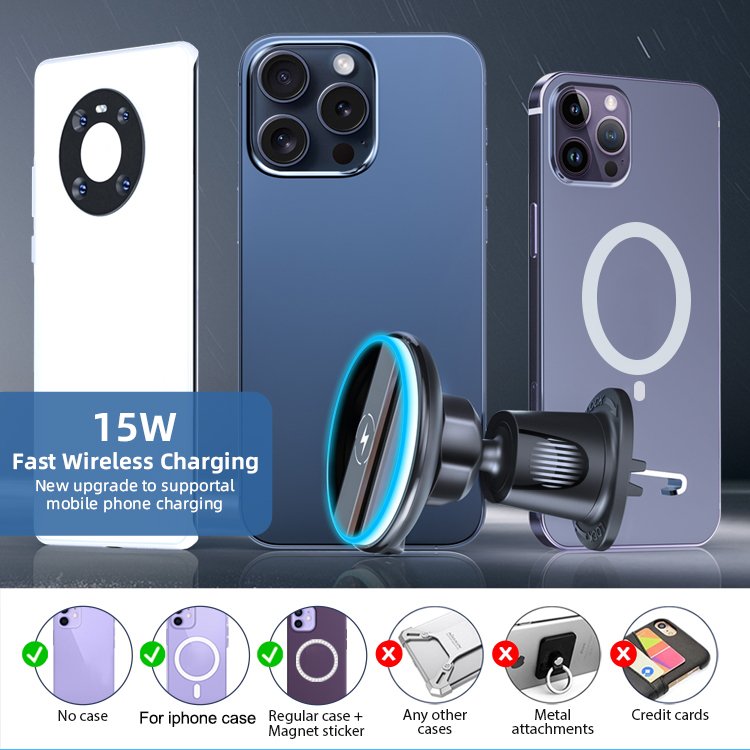 Taiworld Wireless Charger Stand Phone Holder Car Air Mount 15W Fast Wireless Charging Car Mount Phone Bracket Smart Car Holders