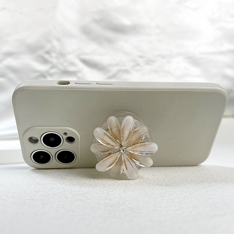 Chrysanthemum Mobile Phone Holder Retro Metal Acrylic Chrysanthemum Mobile Phone Grip Custom Popular Metal Phone Desktop
