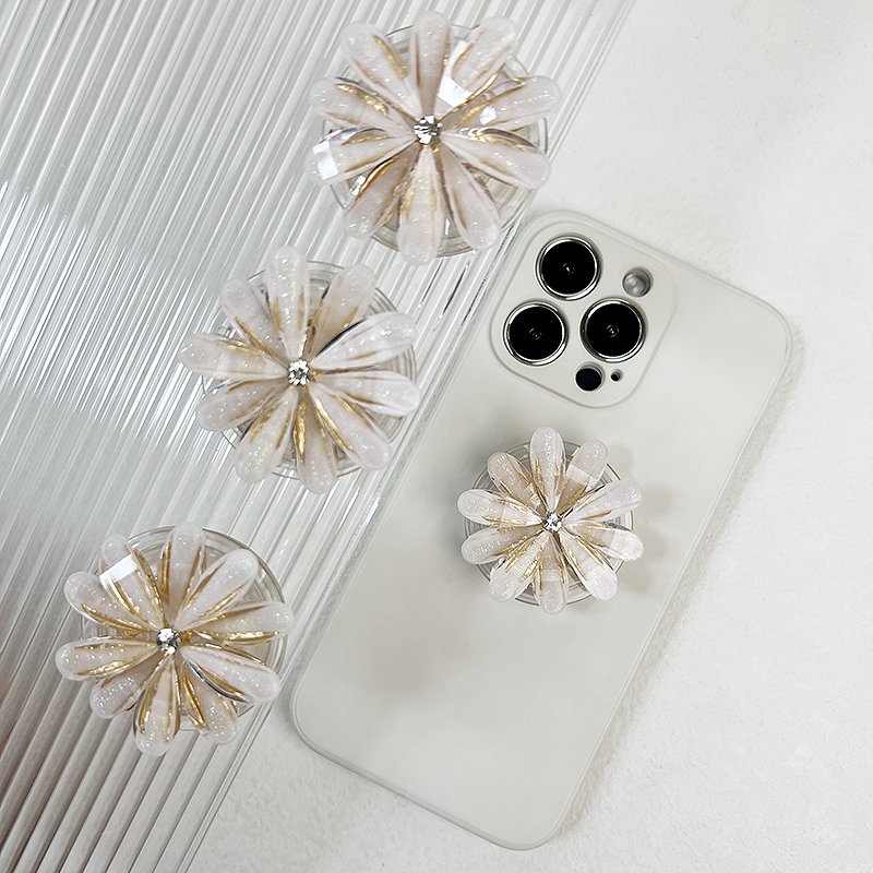 Chrysanthemum Mobile Phone Holder Retro Metal Acrylic Chrysanthemum Mobile Phone Grip Custom Popular Metal Phone Desktop