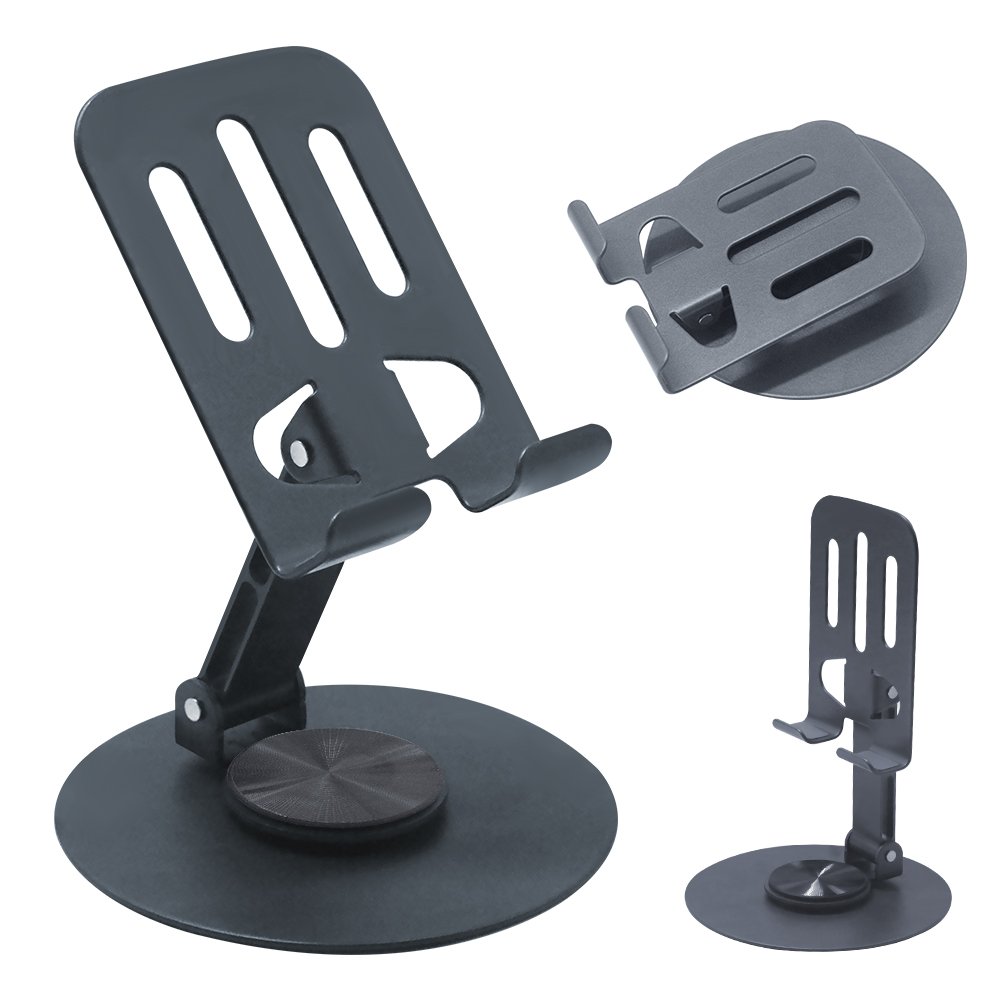 Anti-slip Portable Foldable 360 Rotating Metal Desktop Cell Phone Stand Holder Universal Mobile Phone Holder for All Phones