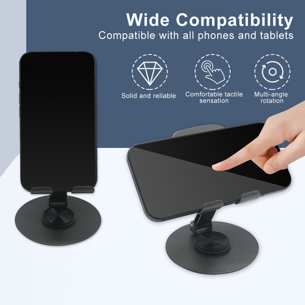 Anti-slip Portable Foldable 360 Rotating Metal Desktop Cell Phone Stand Holder Universal Mobile Phone Holder for All Phones