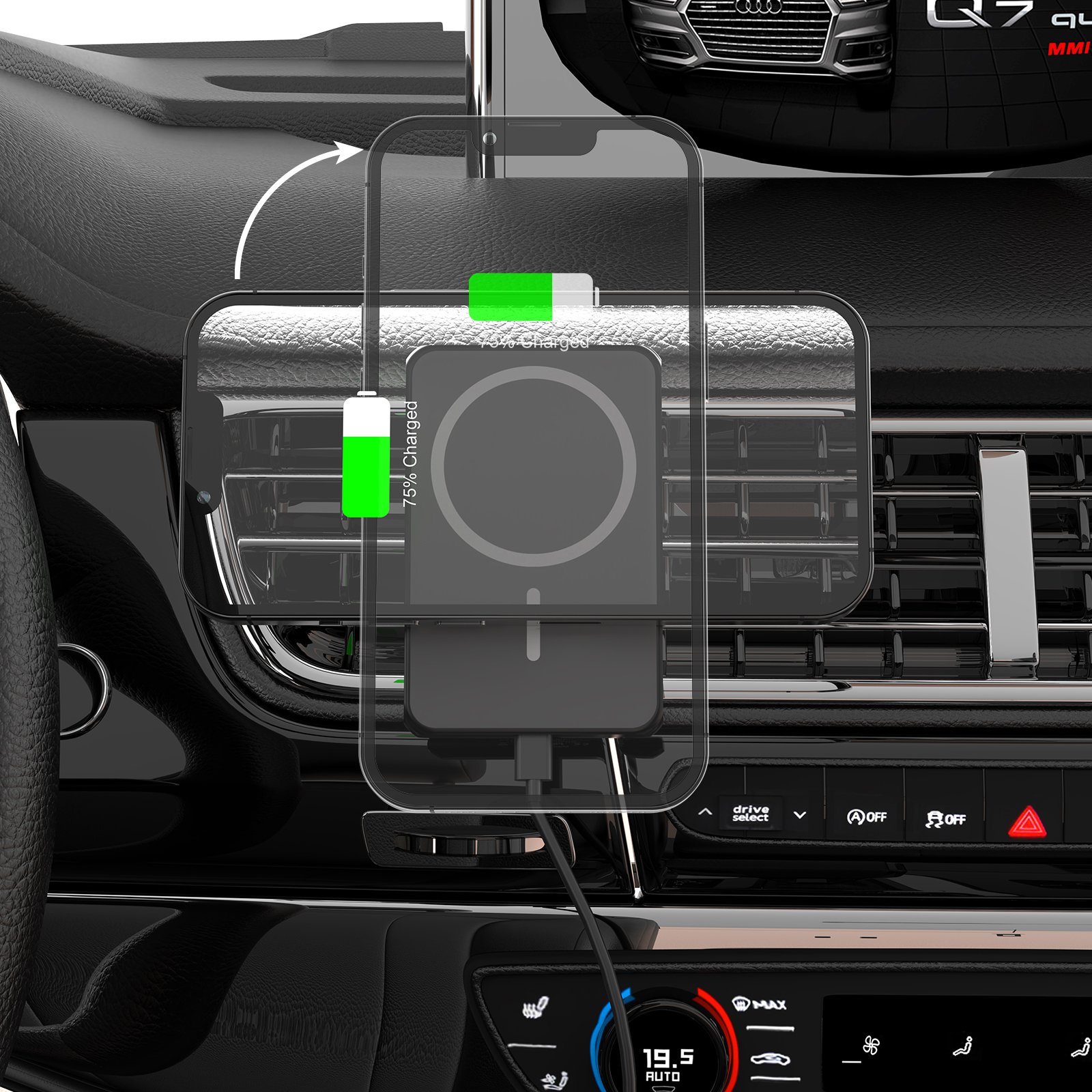 M11 TYPE-C Power Magnetic Phone Holder Fast Charging Wireless Car Phone Charger