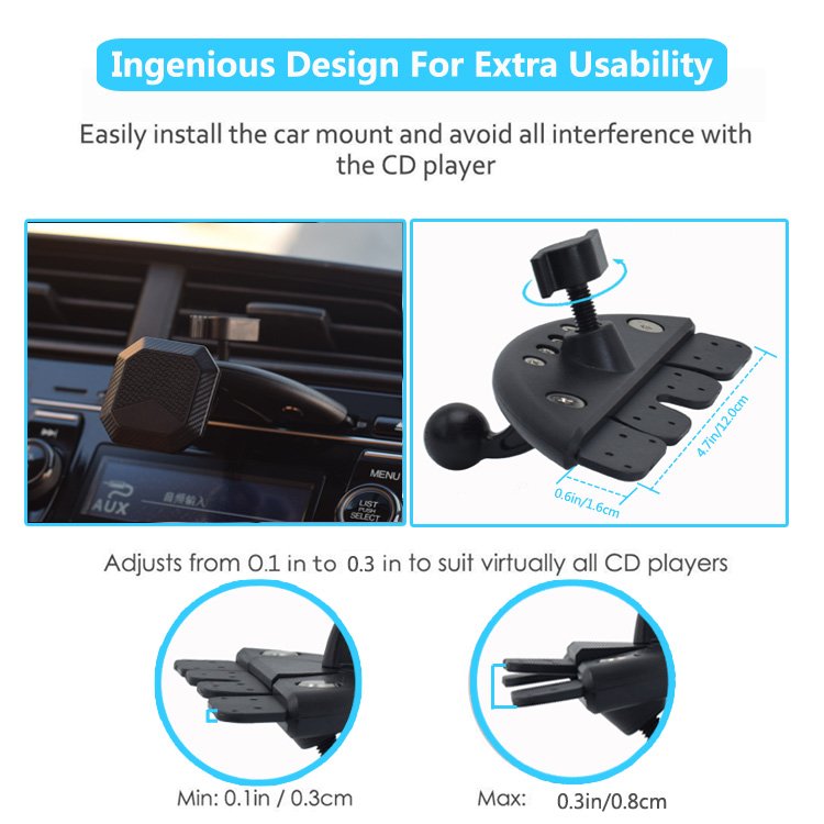 magnetic vehicle CD slot mount dashboard universal cell phone holder compact magnet bracket mobile phone stand