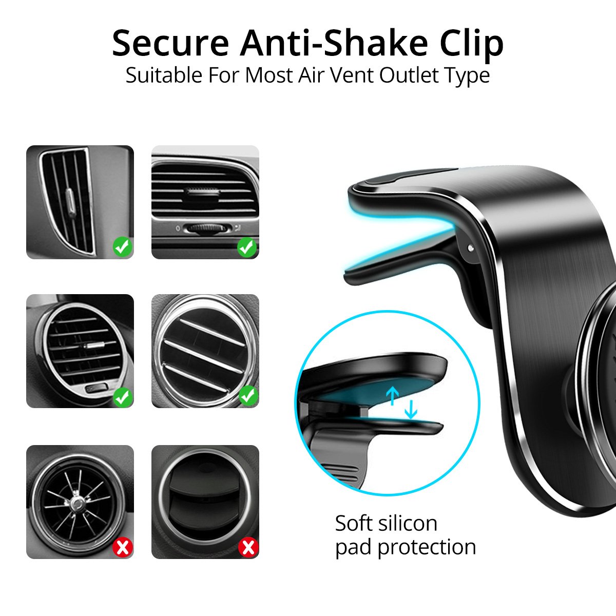 Adjustable Car Mobile Holder Phone Mount With 360 Rotatable Cradle For Smartphones