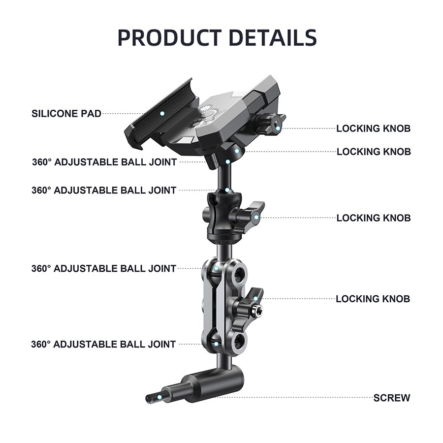 Sleek Design Quality Left Side A-Pillar Smart Phone car dashboard Mount Aluminium car SUV Phone Holder for Tank Haval prado