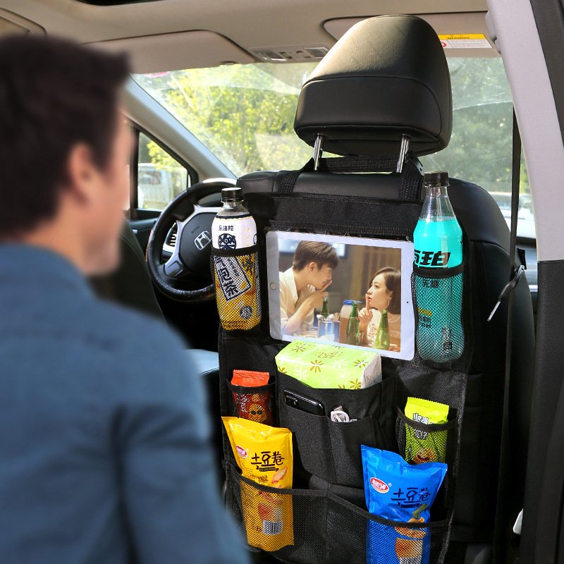 Large Capacity Waterproof Backseat Car Tray Organizer Car Seat Trunk Organizer With Touch Screen Tablet Holder