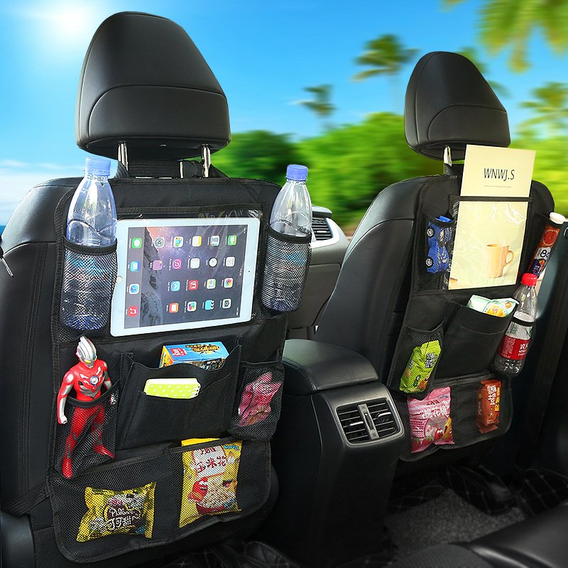 Large Capacity Waterproof Backseat Car Tray Organizer Car Seat Trunk Organizer With Touch Screen Tablet Holder