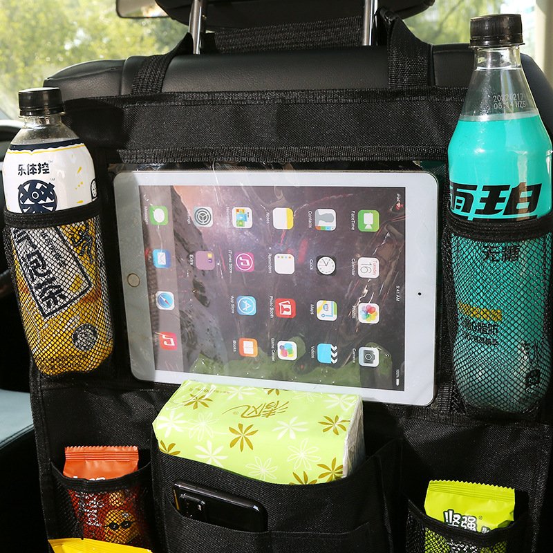 Large Capacity Waterproof Backseat Car Tray Organizer Car Seat Trunk Organizer With Touch Screen Tablet Holder