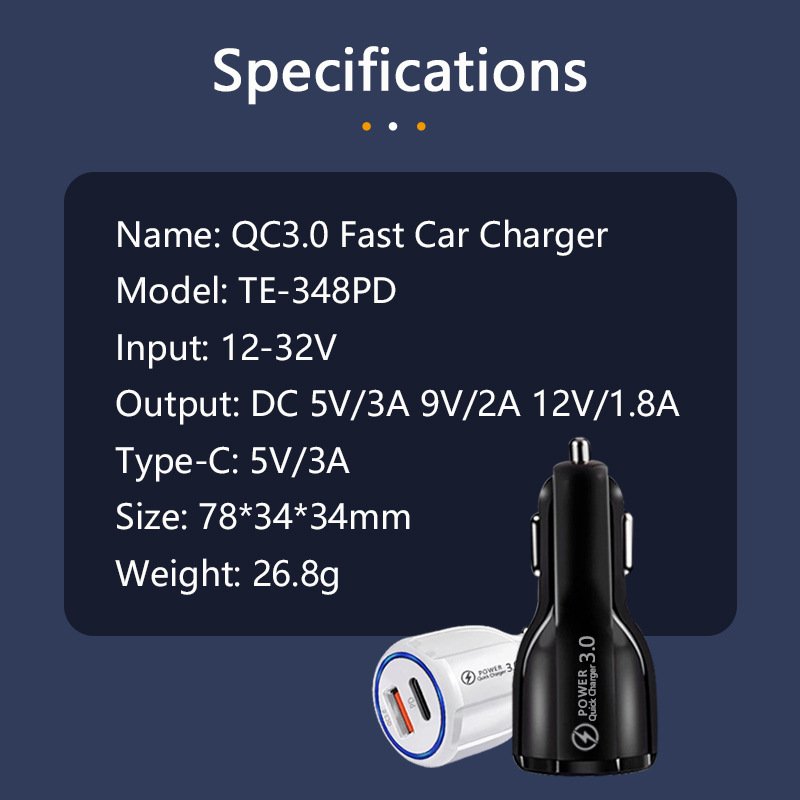 Wholesale Car Charger PD30W+QC30W(60W) Quick Charging For Mobile Phone Adapters Cigarette Lighter Car Charger