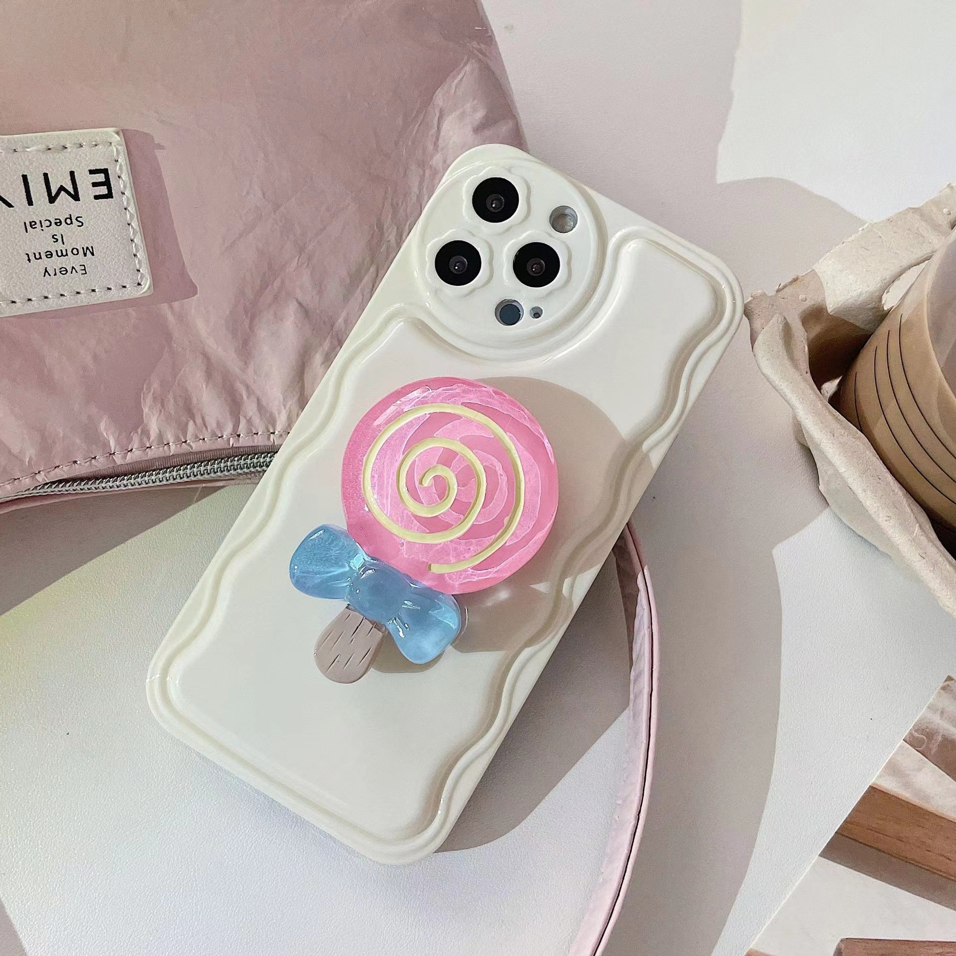 Creative 3D Cute Ice Cream Lollipop Design Drop Glue Acrylic Mobile Phone Holder Stand Phone Griptok Desktop Lazy Bracket