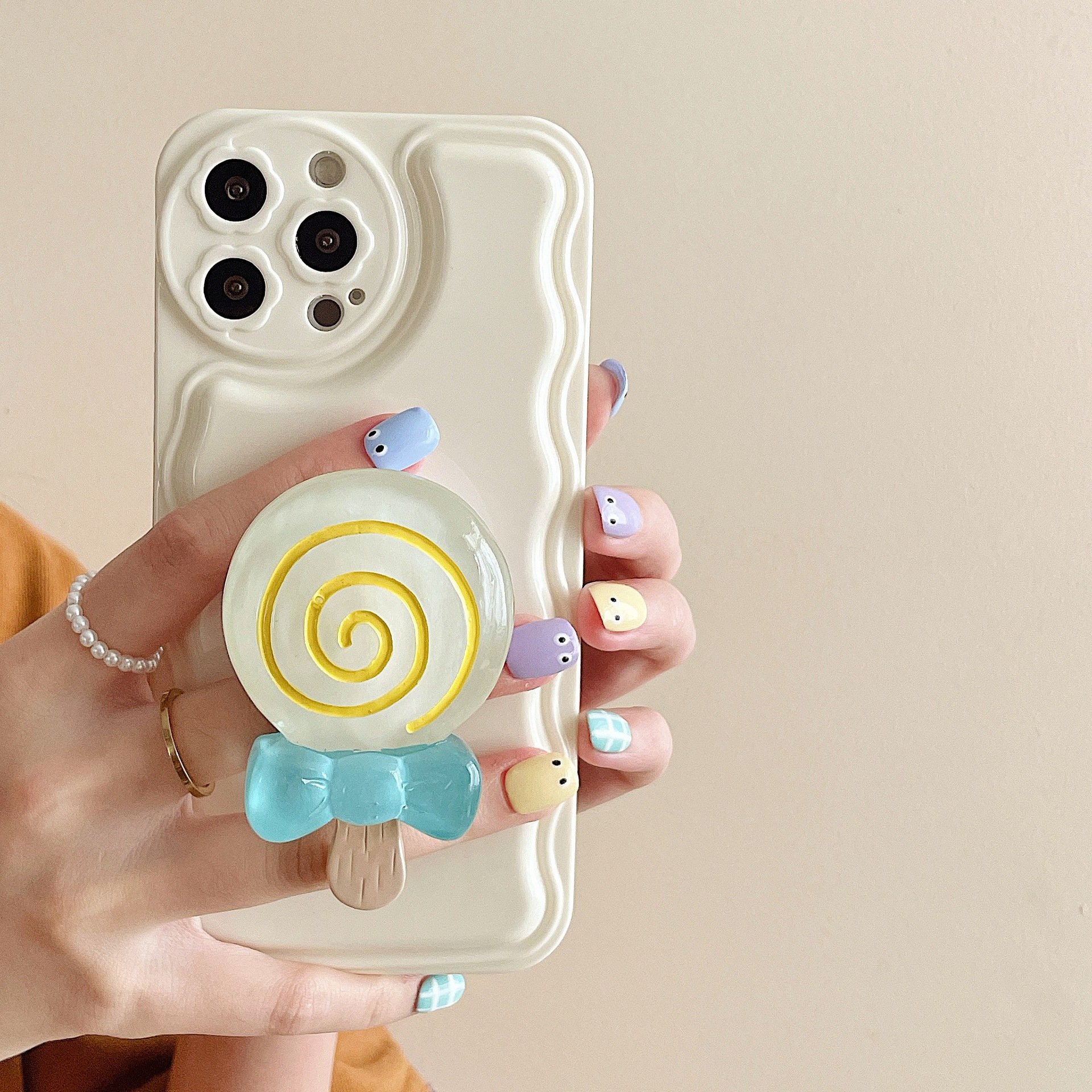 Creative 3D Cute Ice Cream Lollipop Design Drop Glue Acrylic Mobile Phone Holder Stand Phone Griptok Desktop Lazy Bracket