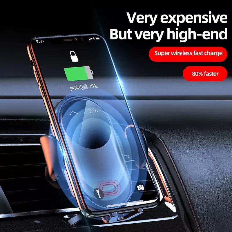 LP Alibaba OEM 15W Fast Wireless Car Charger Mount Auto Sensor Infrared Bracket Air Vent CE Smart Phone Charging Holder Stand