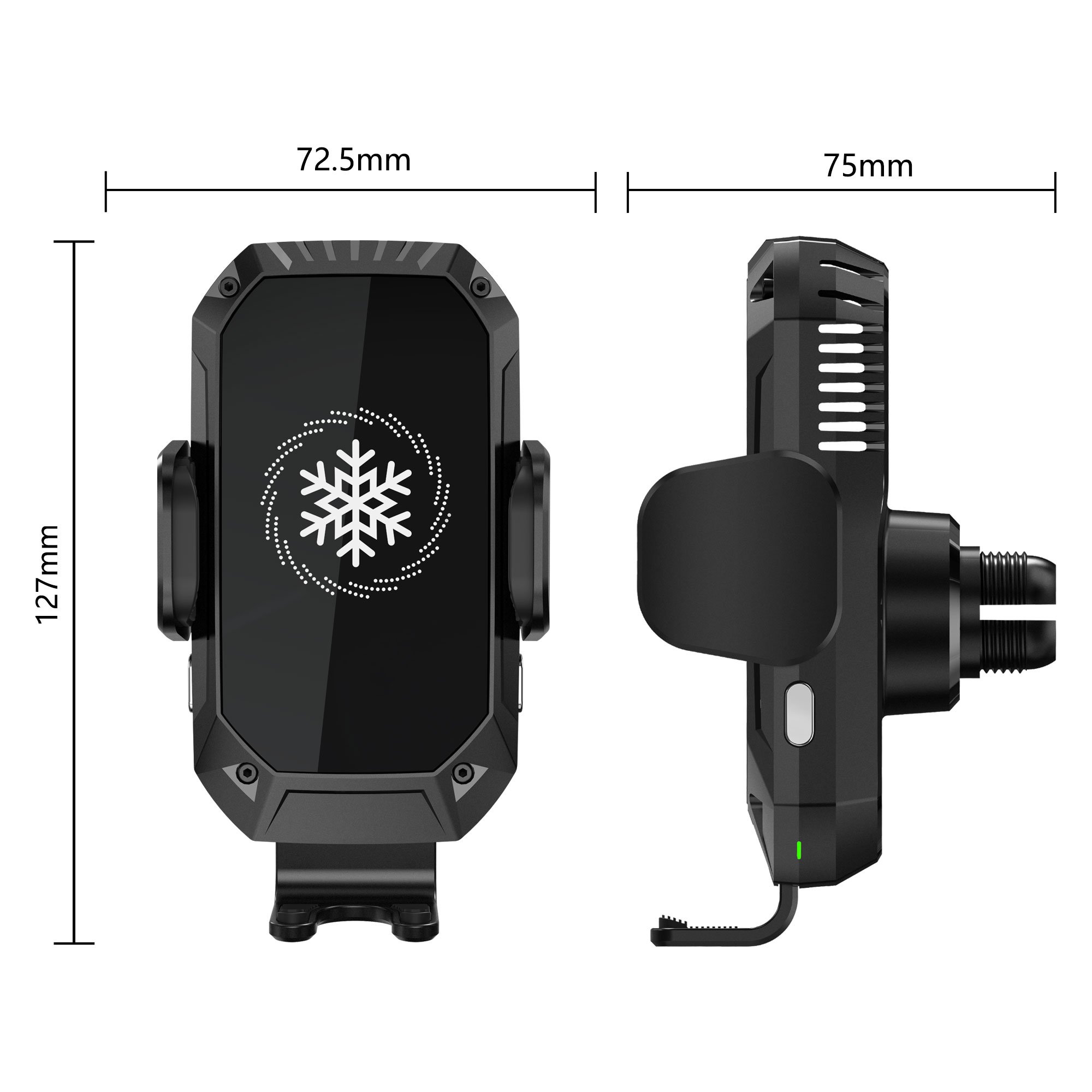 KC 15W Electronic Refrigeration Wireless Car Charger built-in smart cooling fan with colorful light for iPhone 12/13/14