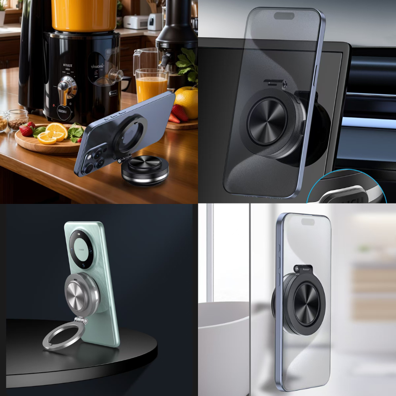 LISEN Magnetic Double Adjustable 360 Rotatable Tablet Secure Strong Aluminum Alloy Magnetic Mobile Phone Holders