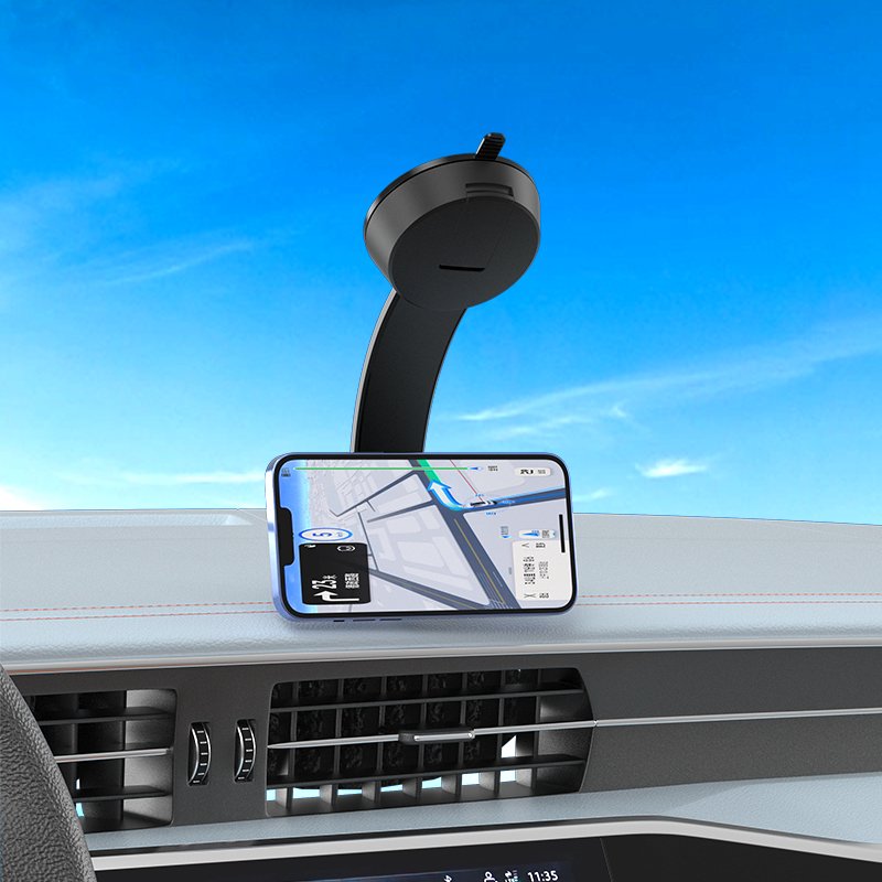 Car Dashboard Mobile Phone Holder Memory Metal Bracket Magnetic Phone Mount with Adhesive Suction Cup for Driving Navigation