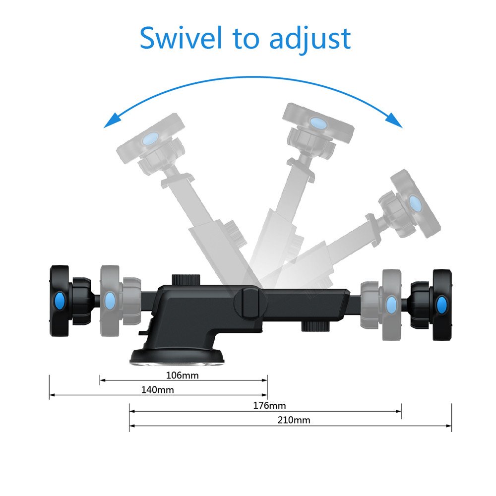 Windshield Dashboard Multi Function Phone Holder Stand, Universal 360 Rotation Adjustable Car Mount Bracket