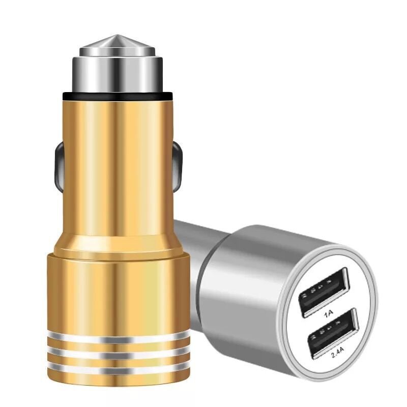 Mobile Phone Charging Dual USB QC3.0 Fast Car Charger With Emergency Hammer Glass Breaker