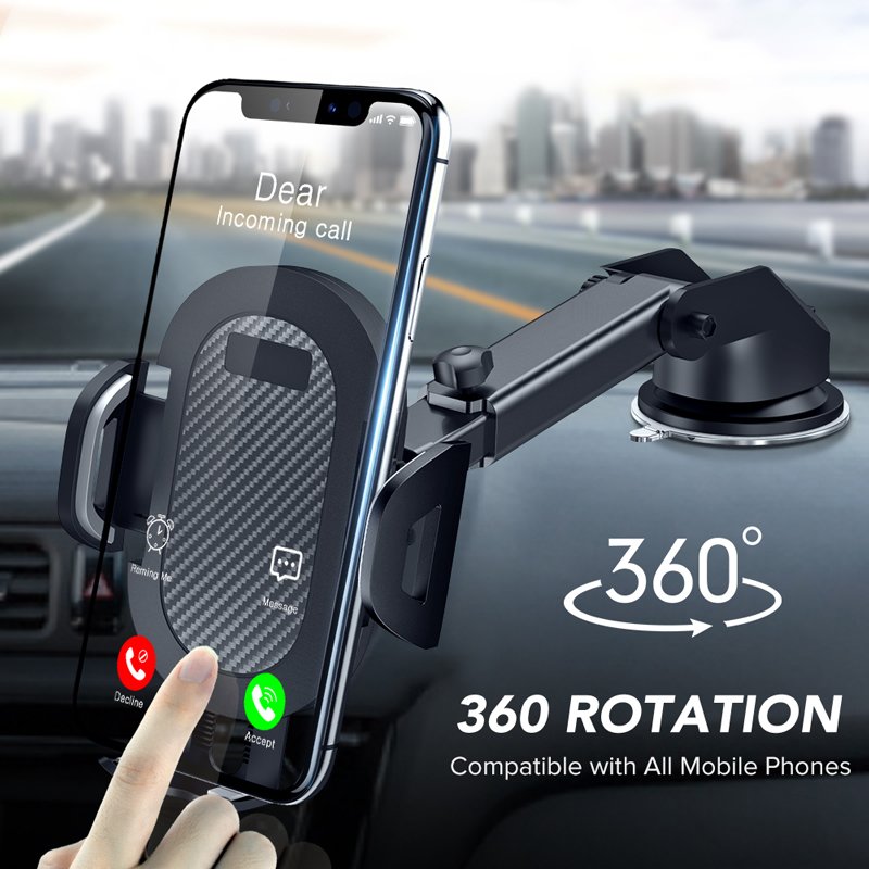 Qidian Strong Suction Cup Car Phone Mount Windshield Dashboard Adjustable Mobile Phone Holder
