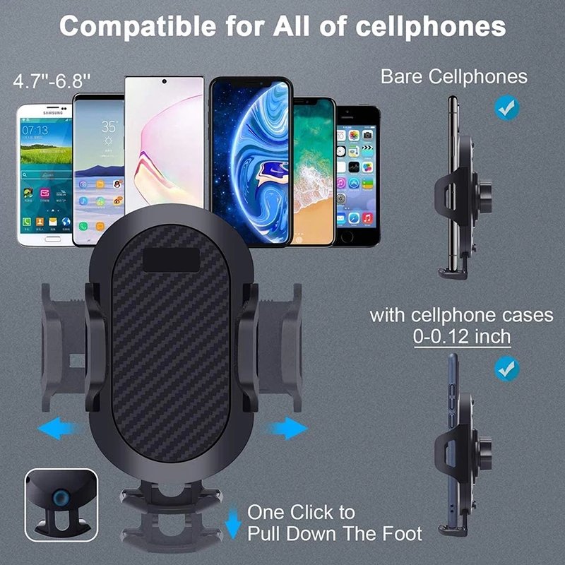 Qidian Strong Suction Cup Car Phone Mount Windshield Dashboard Adjustable Mobile Phone Holder