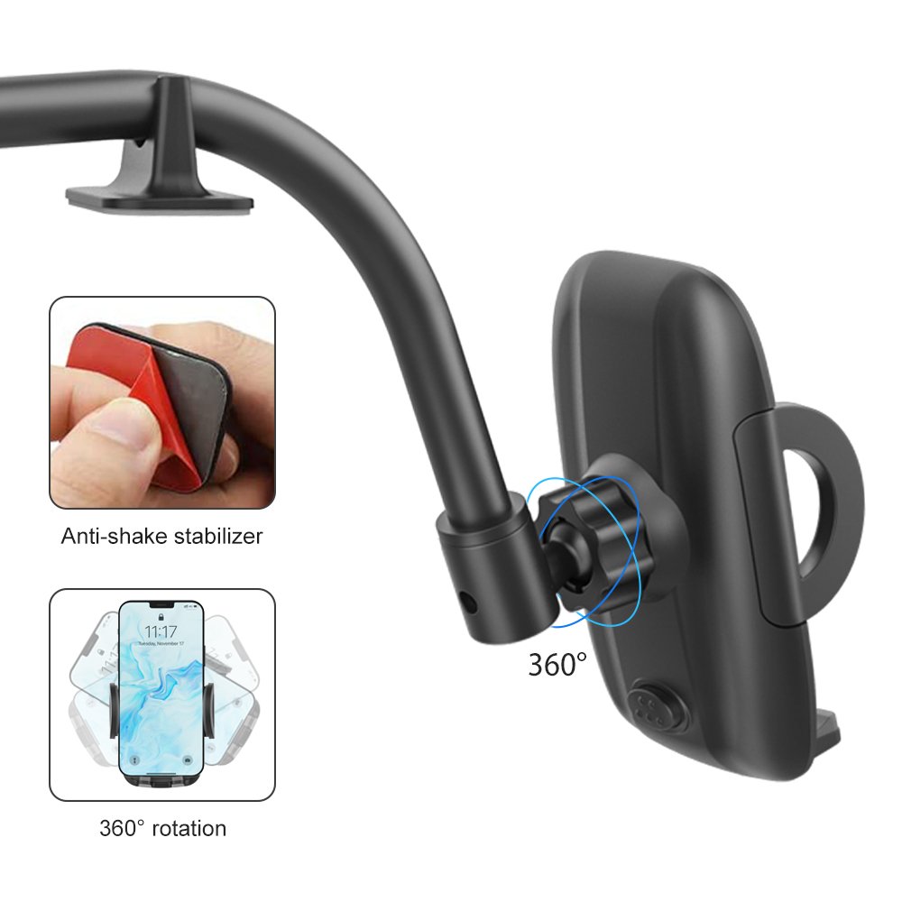 Strong Suction Cup Phone Holder for Dashboard Gooseneck Long Arm Magnetic Suction Phone Holder Unobstructed Vision Handyhalter